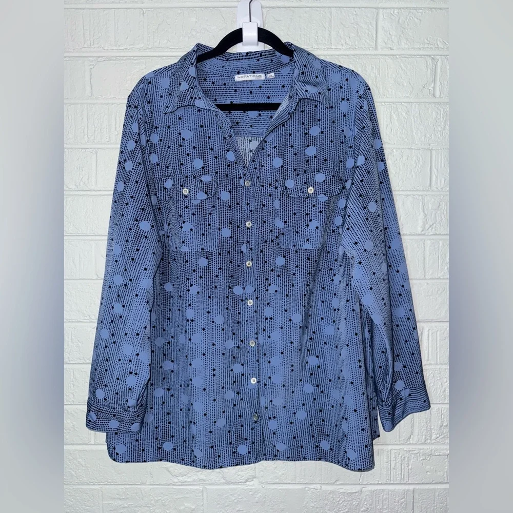 NOTATIONS Top Blouse Button Up Shirt Women Plus Size 2X✨